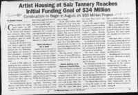 Artist Housing at Salz Tannery Reaches Initial Funding Goal of $34 Million