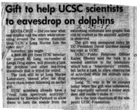 Gift to help UCSC scientists to eavesdrop on dolphins