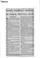 Family traditions continue At historic McCrary ranch