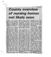 County overview of nursing homes not likely soon