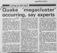 Quake "megacluster" occurring, say experts