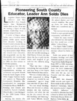 Pioneering South County Educator, Leader Ann Soldo Dies