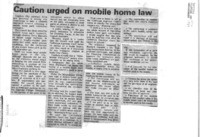 Caution urged on mobile home law