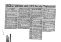 UCSC Visitors Are Not Made Welcome