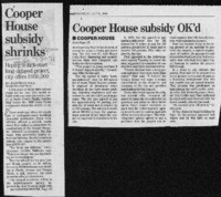 Cooper House subsidy shrinks