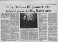 Billy Dool-a BC pioneer who helped preserve Big Basin area