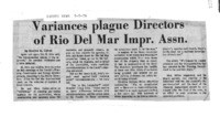 Variances plague Directors of Rio Del Mar Impr. Assn