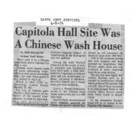 Capitola Hall Site Was A Chinese Wash House