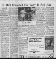 BL Hall Renamed for Lady in Red Hat