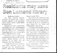 Residents may save Ben Lomond library