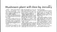 Mushroom plant will close by January