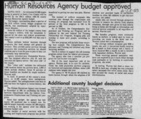 Human Resources Agency budget approved