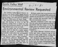 Scotts Valley Well: Environmental Review Requested