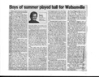 Boys of summer played ball for Watsonville