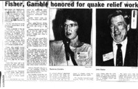 Fisher, Gamble honored for quake relief work