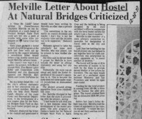 Melville letter about hostel at Natural Bridges criticized