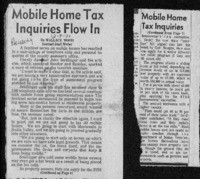 Mobile Home Tax Inquiries Flow In