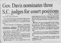 Gov. Davis nominates three S.C. judges for court positions