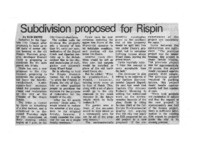 Subdivision proposed fro Rispin