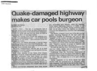 Quake-damaged highway makes car pools burgeon