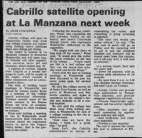 Cabrillo satellite opening at La Manzana next week