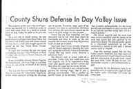 County Shuns Defense In Day Valley Issue