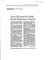 Scott Enterprises Head Seeks Expansion Capital