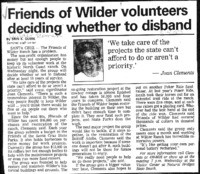 Friends of Wilder volunteers deciding whether to disband