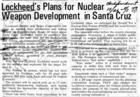 Lockheed's Plans for Nuclear Weapon Development in Santa Cruz