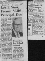 Lee T. Sims, former SCHS Principal, dies