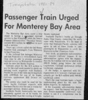 Passenger Train Urged for Monterey Bay Area