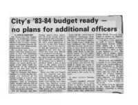 City's '83-84 budget ready - no plans for additional officers