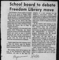 School board to debate Freedom Library move