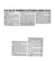 Last day for firefighters as Freedom station closes