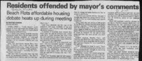 Residents offended by mayor's comments