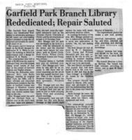 Garfield Park Branch Library Rededicated; Repair Saluted