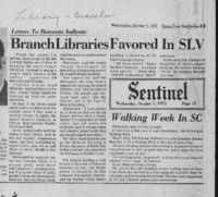 Branch Libraries Favored In SLV