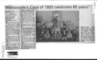 Watsonville's Class of 1920 celebrates 65 years