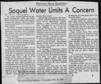 Soquel Water Limits A Concern