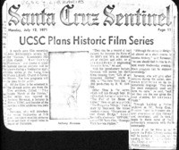 UCSC Plans Historic Film Series