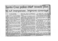 Santa Cruz police chief reveals plan to cut manpower, improve coverage