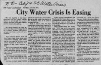 City Water Crisis Is Easing