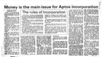 Money is the main issue for Aptos incorporation