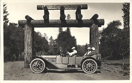 Automobile in front of California Redwood Park