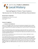 National Register of Historic Places Inventory: Nomination Form for the Mission Hill Area Historic District