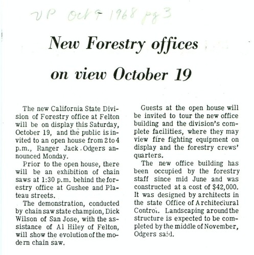 New Forestry Offices on View October 19