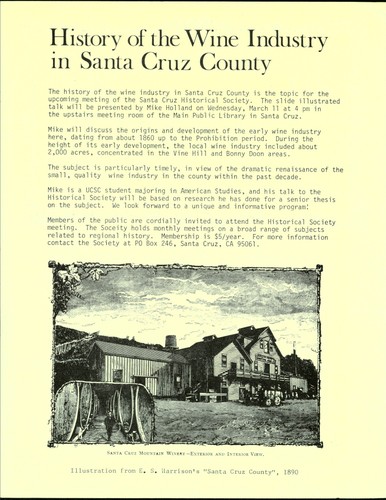 History of the Wine Industry in Santa Cruz County