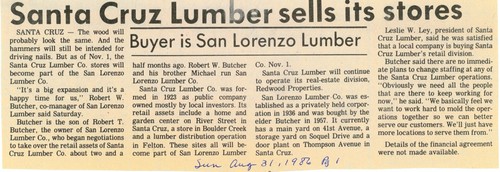 Santa Cruz Lumber Sells Its Stores