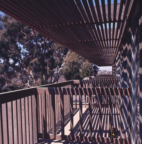 Residential Apartments, Phase One: exterior: balconies and overhang