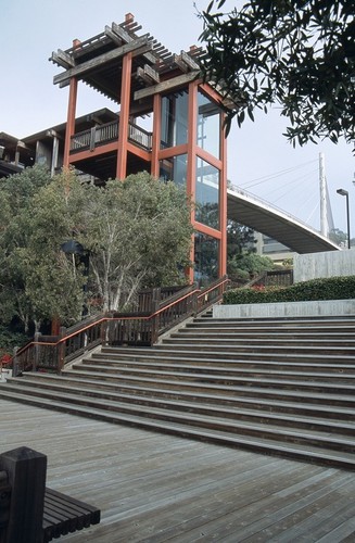 Scripps Institution of Oceanography: exterior: west stairs and elevator tower